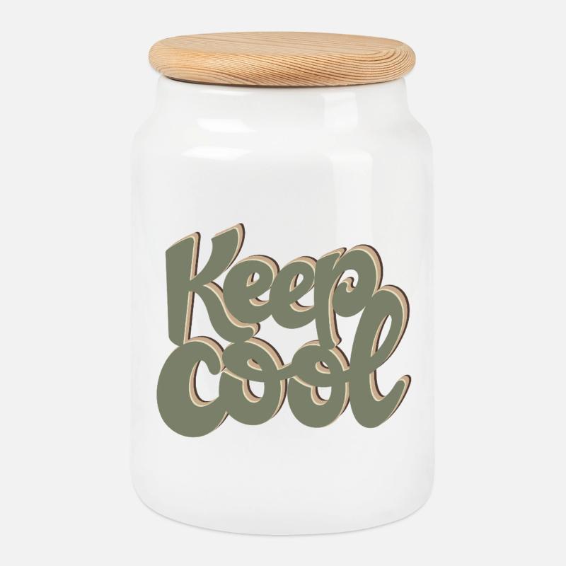 KEEP COOL - Cookie Jar with Wooden Lid - white