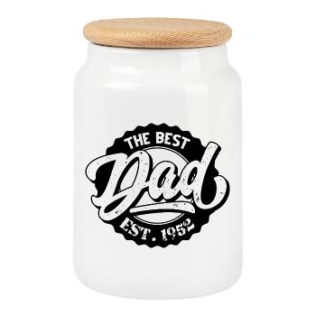 The Best Dad EST 1952 - Cookie Jar with Wooden Lid - white - Front