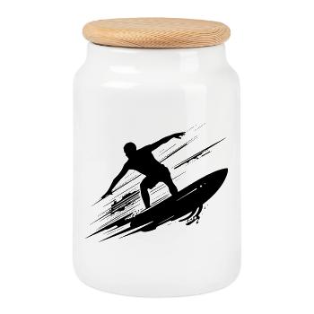 Surfeur Art Surfer Illustration - Boîte à biscuits avec couvercle en bois - blanc - Devant