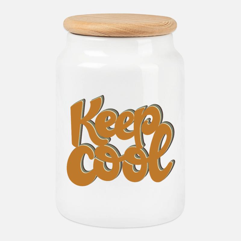 KEEP COOL - Cookie Jar with Wooden Lid - white