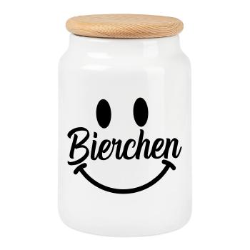Smile Bierchen - Keksdose mit Holzdeckel - Weiß - Vorne