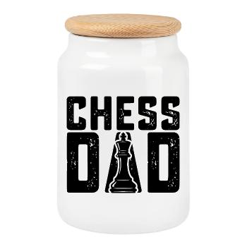 Chess Dad Funny Chess Player Father - Cookie Jar with Wooden Lid - white - Front
