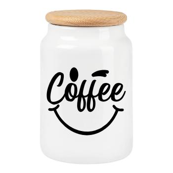Coffee_Smile - Keksdose mit Holzdeckel - Weiß - Vorne