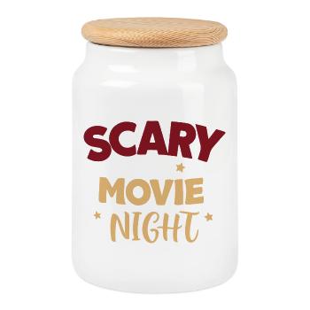 Scary Movie Night Graphic - Boîte à biscuits avec couvercle en bois - blanc - Devant