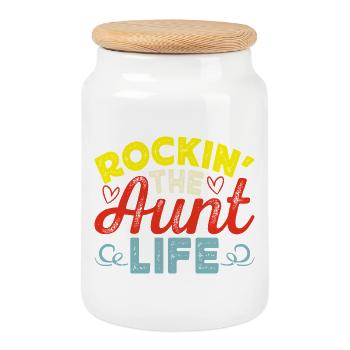 Tante Cadeau Meilleure Tante Du Monde - Boîte à biscuits avec couvercle en bois - blanc - Devant