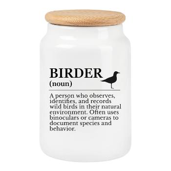 Birder Definition - Birdwatchers - Cookie Jar with Wooden Lid - white - Front