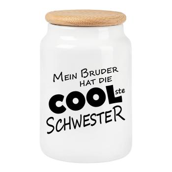 My brother has the coolest sister - Cookie Jar with Wooden Lid - white - Front
