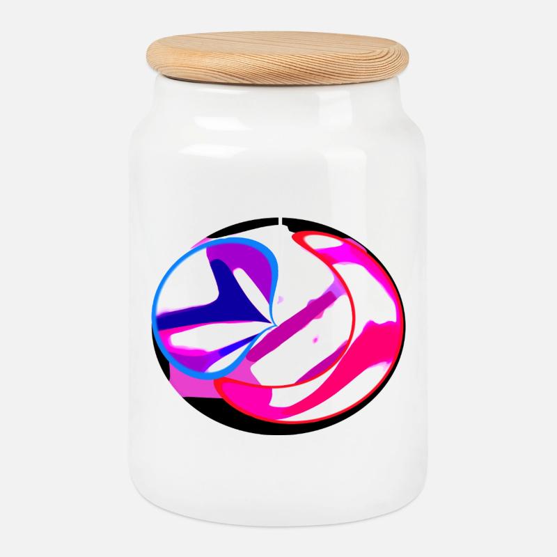 Neon Swirl Abstrakt - Keksdose mit Holzdeckel - Weiß