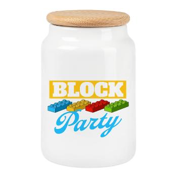 I’m Here For The Block Party Brick Builder Block  - Cookie Jar with Wooden Lid - white - Front