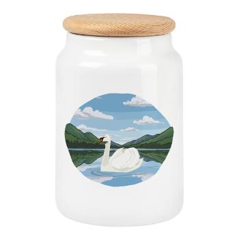 jezioro_z_Swan - Keksdose mit Holzdeckel - Weiß - Vorne
