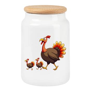 Thanksgiving Truthahn Baby - Keksdose mit Holzdeckel - Weiß - Vorne