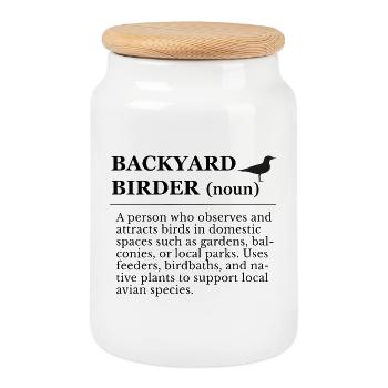 Observation des oiseaux dans le jardin - Boîte à biscuits avec couvercle en bois - blanc - Devant