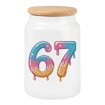 67 Eiscreme Tropfen - Cookie Jar with Wooden Lid - white - Front