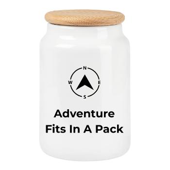 Adventure Fits In A Pack – Travel Shirt - Cookie Jar with Wooden Lid - white - Front