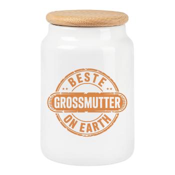 Best Grandma Gift Grandma - Cookie Jar with Wooden Lid - white - Front
