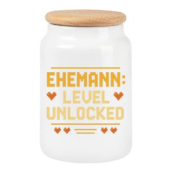 Ehemann Level Unlocked Gamer Lustig Heirat Liebe - Keksdose mit Holzdeckel - Weiß - Vorne