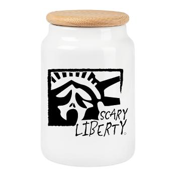 Liberté effrayante - Boîte à biscuits avec couvercle en bois - blanc - Devant