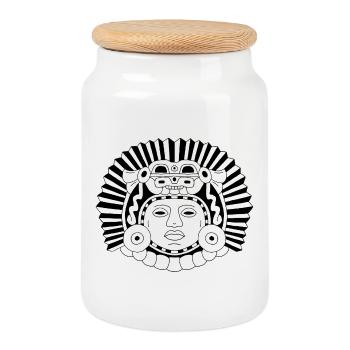 Roi dragon aztèque (noir) - Boîte à biscuits avec couvercle en bois - blanc - Devant