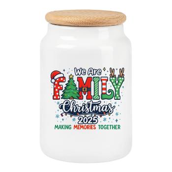 Souvenirs de Noël en famille 2025 - Boîte à biscuits avec couvercle en bois - blanc - Devant