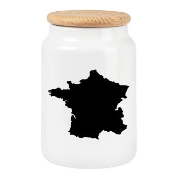 France Country - Cookie Jar with Wooden Lid - white - Front