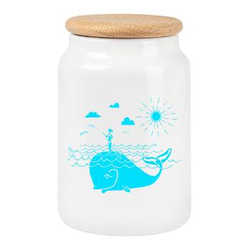 SOUPER - Boîte à biscuits avec couvercle en bois - blanc - Devant