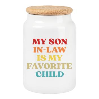 Funny Quote My Son In-Law Favorite Child - Boîte à biscuits avec couvercle en bois - blanc - Devant