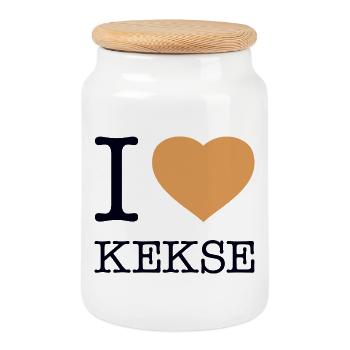I love cookies - Cookie Jar with Wooden Lid - white - Front
