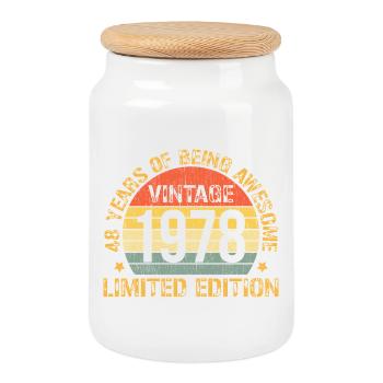 Millésime 1978 Édition Limitée 48ème Cadeaux d’Anniversaire - Boîte à biscuits avec couvercle en bois - blanc - Devant