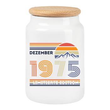 Vintage Birthday Limited – December 1975 - Cookie Jar with Wooden Lid - white - Front