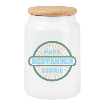 Cadeau pour Cédric - Boîte à biscuits avec couvercle en bois - blanc - Devant