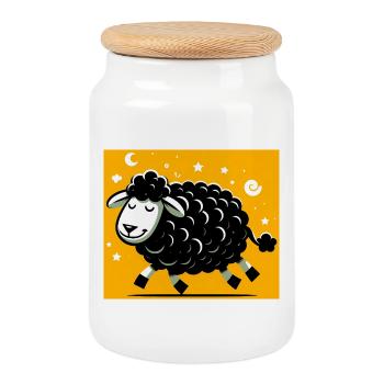 Schwarzes Schaf - Keksdose mit Holzdeckel - Weiß - Vorne