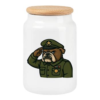 Un officier bouledogue saluant l’art de la mascotte militaire - Boîte à biscuits avec couvercle en bois - blanc - Devant