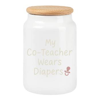 Christian Homeschool-Mother-Faith - Cookie Jar with Wooden Lid - white - Front