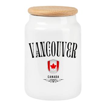 Souvenir Vancouver, Vancouver Canada - Boîte à biscuits avec couvercle en bois - blanc - Devant
