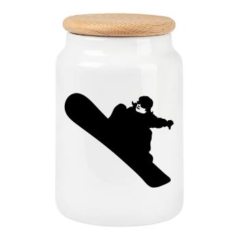 Snowboarding - Keksdose mit Holzdeckel - Weiß - Vorne