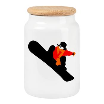 Snowboard - Keksdose mit Holzdeckel - Weiß - Vorne