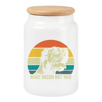 Make Bacon - Not War for Animal Fans - Cookie Jar with Wooden Lid - white - Front