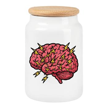 Blitzbrain Pop Art - Boîte à biscuits avec couvercle en bois - blanc - Devant