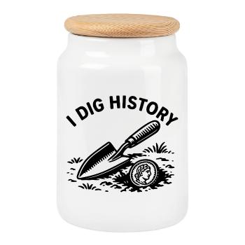 I Dig History : Aventure de détection de métaux - Boîte à biscuits avec couvercle en bois - blanc - Devant