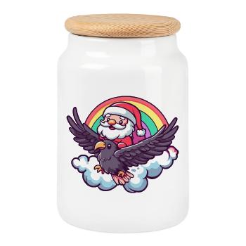 Harpyie Vogel Weihnachtsmann Weihnachten - Keksdose mit Holzdeckel - Weiß - Vorne