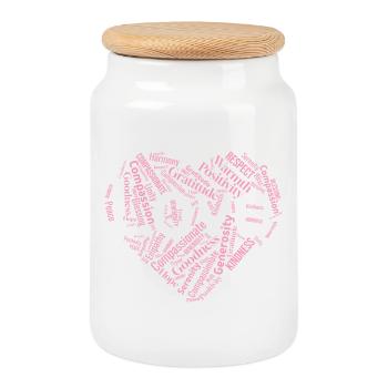 Positive Love & Kindness Heart Word Art T-Shirt - Cookie Jar with Wooden Lid - white - Front