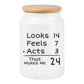 24 Years Humorous Birthday | 24th Anniversair - Cookie Jar with Wooden Lid - white - Front