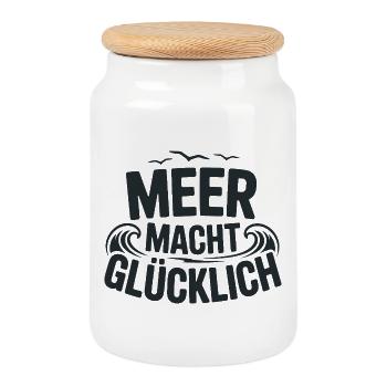 La mer fait un discours heureux pour les amateurs de plage - Boîte à biscuits avec couvercle en bois - blanc - Devant