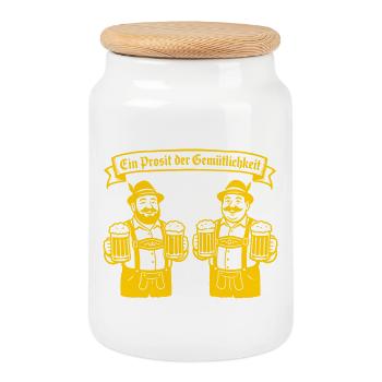 Bier männer - Ein Prosit der Gemütlichkeit - Cookie Jar with Wooden Lid - white - Front