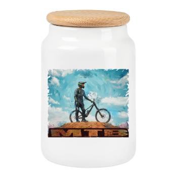 VTT - Boîte à biscuits avec couvercle en bois - blanc - Devant