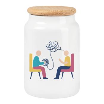 Psychotherapy – Mental Health Design - Cookie Jar with Wooden Lid - white - Front