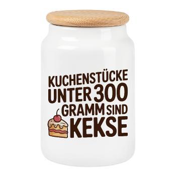 Les morceaux de gâteau de moins de 300 grammes de cookies sont plus drôles - Boîte à biscuits avec couvercle en bois - blanc - Devant