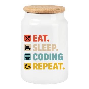Programmiererleben Humor für Programmierer - Keksdose mit Holzdeckel - Weiß - Vorne