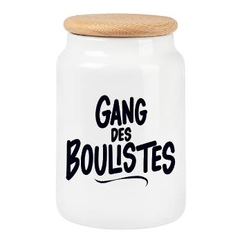 Pétanque, Pétanque-Fan, Bowler - Keksdose mit Holzdeckel - Weiß - Vorne