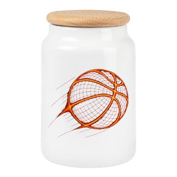 Basketball Basketball Player Gift Idea Baller Bball - Cookie Jar with Wooden Lid - white - Front